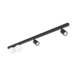 Plafoniere Moderne-Selezionato da Mazzolaluce Plafoniera 115 cm nera con faretti orientabili e sfere in vetro moderna