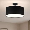 Plafoniere Moderne-Selezionato da Mazzolaluce Plafoniera 40 cm nera da soffitto cilindro in tessuto per camera da letto