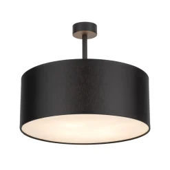 Plafoniere Moderne-Selezionato da Mazzolaluce Plafoniera 40 cm nera da soffitto cilindro in tessuto per camera da letto