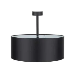 Plafoniere Moderne-Selezionato da Mazzolaluce Plafoniera 40 cm nera da soffitto cilindro in tessuto per camera da letto