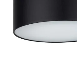 Plafoniere Moderne-Selezionato da Mazzolaluce Plafoniera 40 cm nera da soffitto cilindro in tessuto per camera da letto