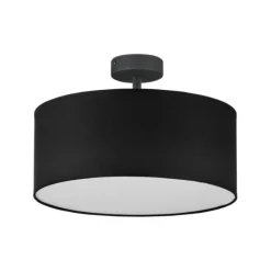 Plafoniere Moderne-Selezionato da Mazzolaluce Plafoniera 40 cm nera da soffitto cilindro in tessuto per camera da letto