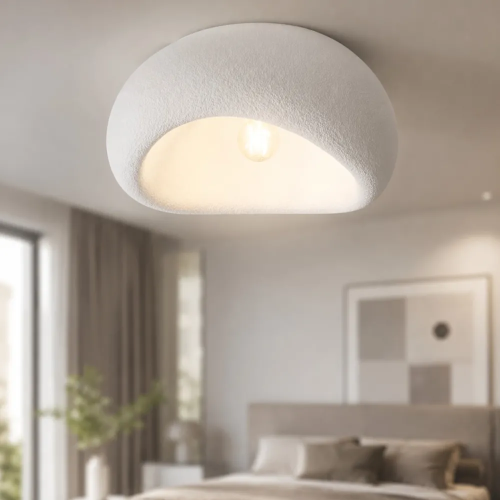 Plafoniere Moderne-Selezionato da Mazzolaluce Plafoniera 50cm stile wabi sabi design japandi bianca