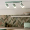 Plafoniere Moderne-Selezionato da Mazzolaluce Plafoniera colore verde menta con 3 faretti orientabili