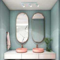 Plafoniere Moderne-Selezionato da Mazzolaluce Plafoniera colore verde menta con 3 faretti orientabili