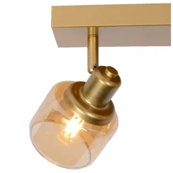 Plafoniere Moderne-Selezionato da Mazzolaluce Plafoniera con due faretti oro vetri ambra