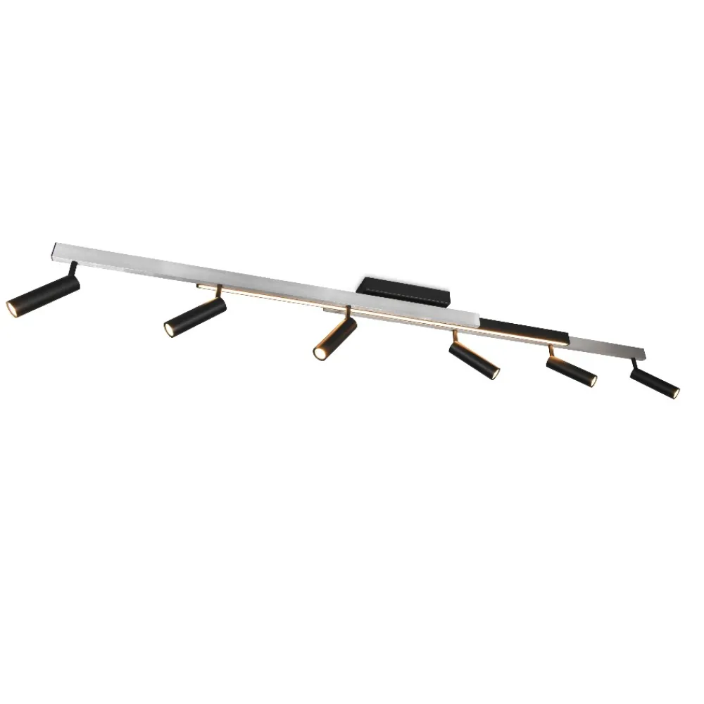 Plafoniere Moderne-Selezionato da Mazzolaluce Plafoniera con faretti allungabile alluminio nero led 2700k a 6500k con telecomando