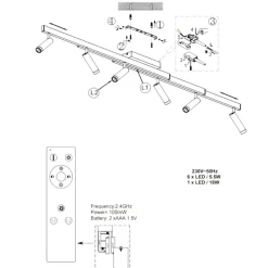 Plafoniere Moderne-Selezionato da Mazzolaluce Plafoniera con faretti allungabile alluminio nero led 2700k a 6500k con telecomando