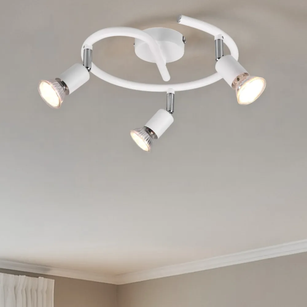 Plafoniere Moderne-Selezionato da Mazzolaluce Plafoniera con faretti led design tondo luci orientabili bianco
