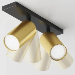 Plafoniere Moderne-Maytoni Plafoniera con faretti led nero oro 2 luci orientabili focus