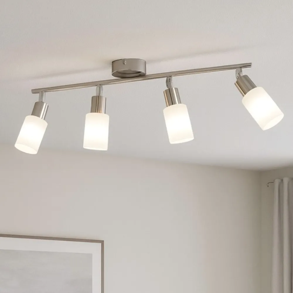 Plafoniere Moderne-Selezionato da Mazzolaluce Plafoniera con 4 faretti led orientabili vetri bianchi