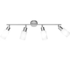 Plafoniere Moderne-Selezionato da Mazzolaluce Plafoniera con 4 faretti led orientabili vetri bianchi