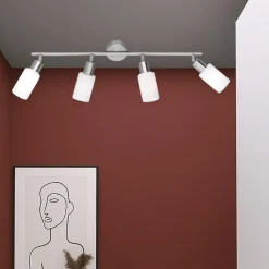 Plafoniere Moderne-Selezionato da Mazzolaluce Plafoniera con 4 faretti led orientabili vetri bianchi