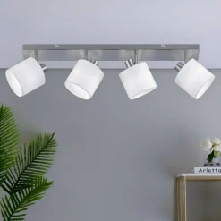 Plafoniere Moderne-Selezionato da Mazzolaluce Plafoniera con 4 faretti led orientabili nichel