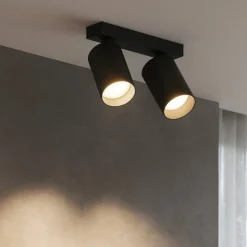 Plafoniere Moderne-Selezionato da Mazzolaluce Plafoniera con faretti nera 2 luci spot orientabili