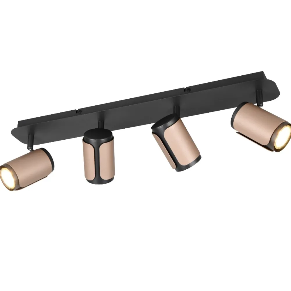 Plafoniere Moderne-Selezionato da Mazzolaluce Plafoniera con 4 faretti nero caffe luci orientabili