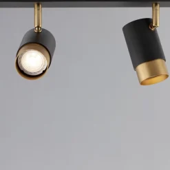 Plafoniere Moderne-Selezionato da Mazzolaluce Plafoniera con 3 faretti nero oro orientabili