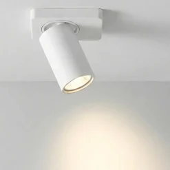 Plafoniere Moderne-Perenz Illuminazione Plafoniera con spot orientabile cilindro bianco soffitto parete