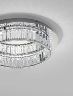 Plafoniere Moderne-Selezionato da Mazzolaluce Plafoniera contemporana 50cm cromo e cristalli led 3500k dimmerabile