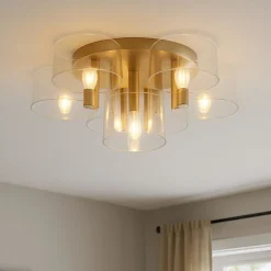 Plafoniere Moderne-Selezionato da Mazzolaluce Plafoniera contemporanea per salotto ottone led 3000k 68cm