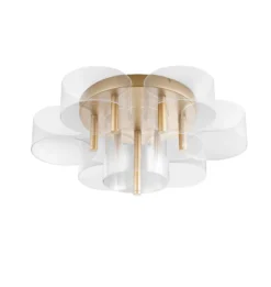 Plafoniere Moderne-Selezionato da Mazzolaluce Plafoniera contemporanea per salotto ottone led 3000k 68cm