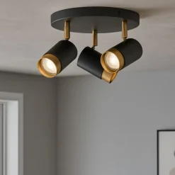Plafoniere Moderne-Selezionato da Mazzolaluce Plafoniera con tre faretti orientabili nero oro