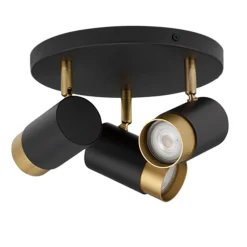 Plafoniere Moderne-Selezionato da Mazzolaluce Plafoniera con tre faretti orientabili nero oro