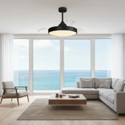Ventilatori Da Soffitto-Selezionato da Mazzolaluce Plafoniera con ventilatore ambienti fino a 20mq nero led cct telecomando e app