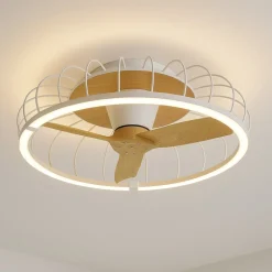 Ventilatori Da Soffitto-Selezionato da Mazzolaluce Plafoniera con ventilatore bianco con pale di legno con telecomando