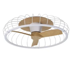 Ventilatori Da Soffitto-Selezionato da Mazzolaluce Plafoniera con ventilatore bianco con pale di legno con telecomando