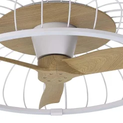 Ventilatori Da Soffitto-Selezionato da Mazzolaluce Plafoniera con ventilatore bianco con pale di legno con telecomando