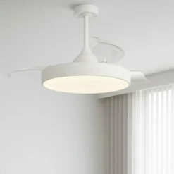Ventilatori Da Soffitto-Selezionato da Mazzolaluce Plafoniera con ventilatore bianca pale richiudibile 20mq led cct app