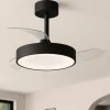 Ventilatori Da Soffitto-Selezionato da Mazzolaluce Plafoniera con ventilatore da soffitto nero pale richiudibili 20mq telecomando