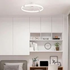 Ventilatori Da Soffitto-Selezionato da Mazzolaluce Plafoniera con ventilatore da soffitto bianco moderno 20mq con telecomando