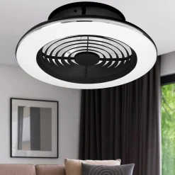Ventilatori Da Soffitto-Selezionato da Mazzolaluce Plafoniera con ventilatore da soffitto nero 13mq con telecomando