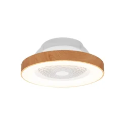 Ventilatori Da Soffitto-Selezionato da Mazzolaluce Plafoniera con ventilatore e telecomando bianco e legno max 13mq led cct
