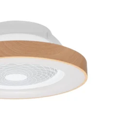 Ventilatori Da Soffitto-Selezionato da Mazzolaluce Plafoniera con ventilatore e telecomando bianco e legno max 13mq led cct