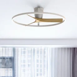 Ventilatori Da Soffitto-Selezionato da Mazzolaluce Plafoniera con ventilatore led cct bianco pale legno 13mq con telecomando