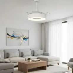 Ventilatori Da Soffitto-Selezionato da Mazzolaluce Plafoniera con ventilatore mini bianca 13mq led cct dimmerabile con telecomando e app
