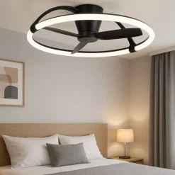 Ventilatori Da Soffitto-Selezionato da Mazzolaluce Plafoniera con ventilatore nero con luce led e telecomando