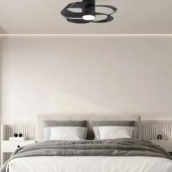 Ventilatori Da Soffitto-Selezionato da Mazzolaluce Plafoniera con ventilatore nero con luce telecomando 13mq