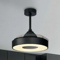 Ventilatori Da Soffitto-Selezionato da Mazzolaluce Plafoniera con ventilatore nero 13mq moderna pale richiudibili luce led cct