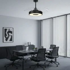 Ventilatori Da Soffitto-Selezionato da Mazzolaluce Plafoniera con ventilatore nero 13mq moderna pale richiudibili luce led cct