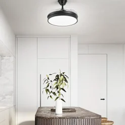 Ventilatori Da Soffitto-Selezionato da Mazzolaluce Plafoniera con ventilatore pale retrattili nero con luce 20mq con telecomando