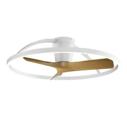 Ventilatori Da Soffitto-Selezionato da Mazzolaluce Plafoniera con ventilatore stanza 13mq bianco e legno led cct dimmerabile con telecomando