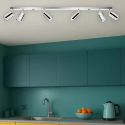 Plafoniere Moderne-Selezionato da Mazzolaluce Plafoniera cromo con faretti orientabili per cucina