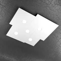 Plafoniere Moderne-Top Light Plafoniera cucina moderna bianca toplight plate 5 luci