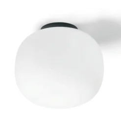Plafoniere Moderne-Miloox Plafoniera cucina moderna nera vetro bianco 19cm bombo