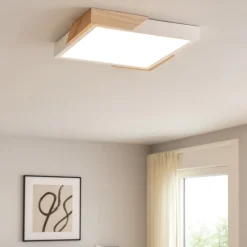 Plafoniere Moderne-Selezionato da Mazzolaluce Plafoniera cucina quadrata bianco legno led 20w 3000k dimmerabile moderna