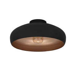 Plafoniere Moderne-Eglo Plafoniera cupola nero marrone per cucina mogano